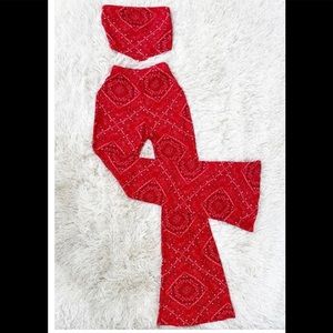 Bandana Tube Top set- red
